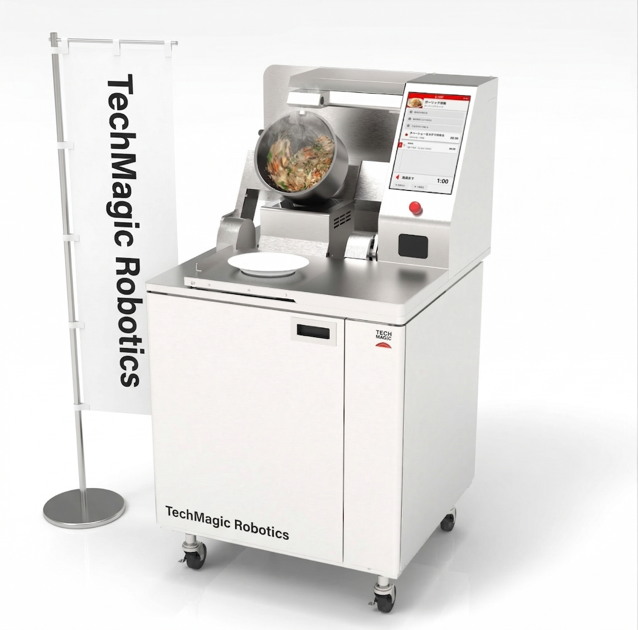 TechMagic Robotics I-Robo cooking robot with integrated electric stir-fry pan